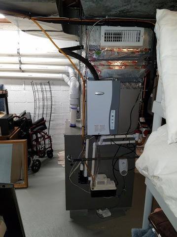 new indoor air quality system set up in basement