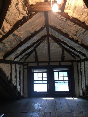 Spray foam added all over room